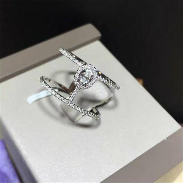 Luxury jewelry Luxury Jewelry Double circle ring material 18k white gold yellow gold rose gold diamond ring