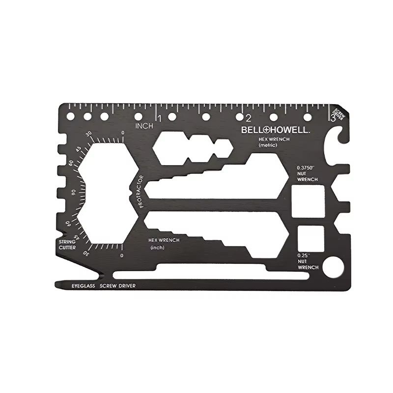 Custom Logo Stainless Steel EDC Survival Card Pocket Multi Tool Keychain Wallet Size Outdoor Camping Gift Waterproof Lightweight