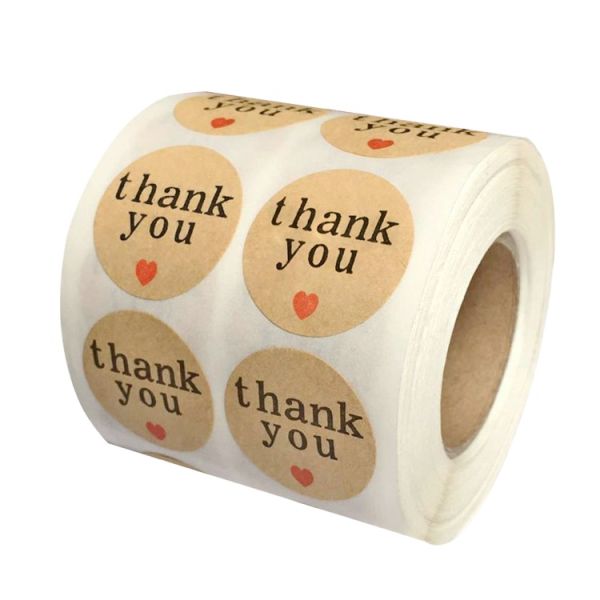 Wholesale Logo Paper Labels Round Thank You Stickers Seal Sticker Waterproof Cute Large Packaging Label Roll