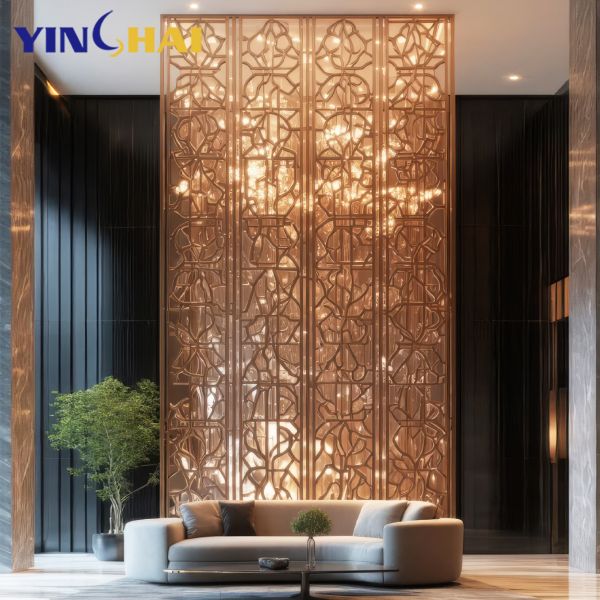 Laser Cut Stainless Steel Screen Partition Floor To Ceiling Modern Metal Screen Divider