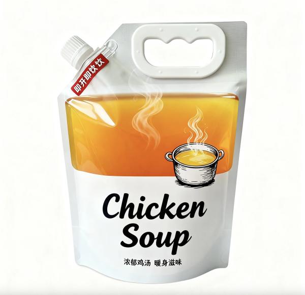 16 Ounce Soup Packaging Bags Soup Spout Pouch 500ml 1L 2L With Handle