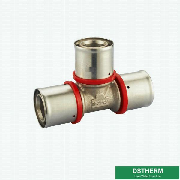 Encaixes de bronze retos rosqueados iguais da união da imprensa do dobro da compressão do T para a tubulação de alumínio de Pex Pex