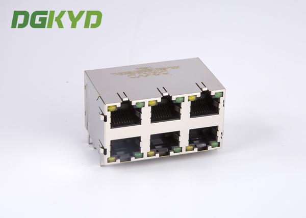 O poder de KRJ -5921S2X3YGZENL sobre o metal do conector dos ethernet Rj45 protegeu o diodo emissor de luz da pilha 2X3 G/Y