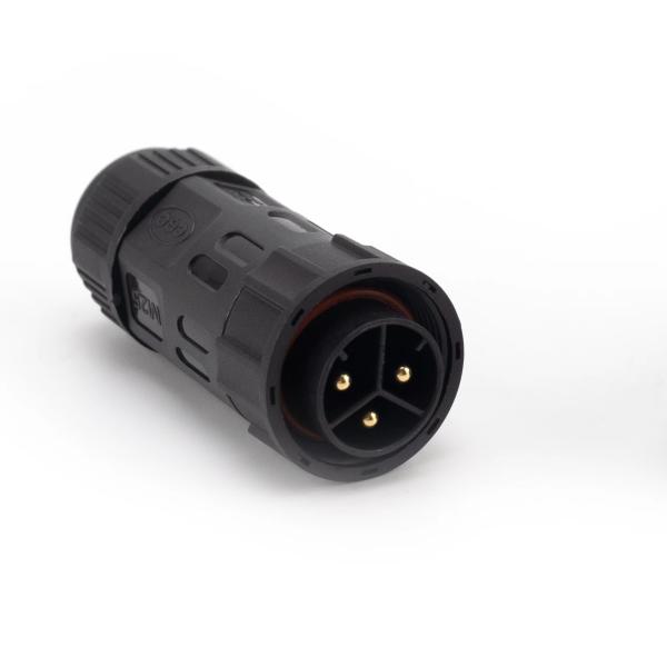 Black DC Waterproof Power Connector M25 Panel Mount Nylon PA66
