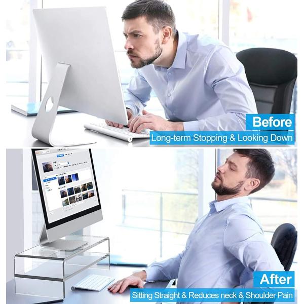 Transparent Acrylic Monitor Stand Display Rack for Home or Office Use