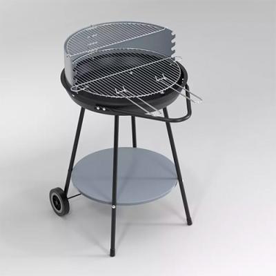 20 Inch Round Charcoal Bbq Grill With Smoker Simple Camping Barbecue Trailer