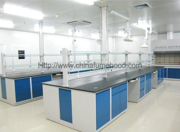 Mobília de aço personalizada do laboratório, mobília da mesa do laboratório com cremalheira do reagente