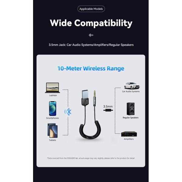Essager EB01 Series Male 3.5mm Jack Audio Bluetooth Receiver Adapter