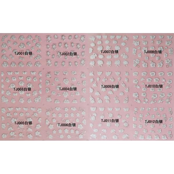 Nail Art Stickers,Nail Art Decals, Water Slide Nail Stickers, (TJ13-24 white silver)