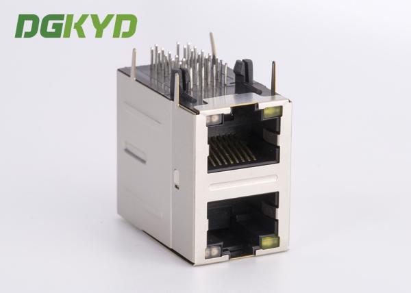 Os ethernet do gigabit empilham o conector do porto duplo RJ45 com o transformador para ethernet industial