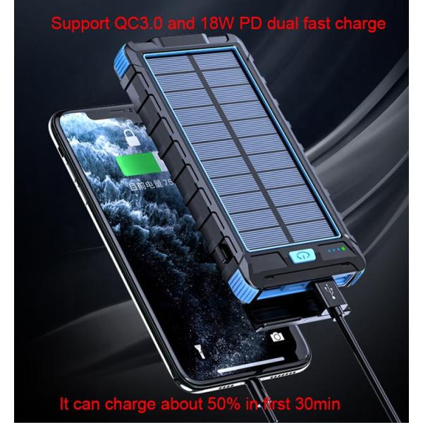 Outdoor 10000mAh  Solar Panel Charger Bank 280g Quick Charge Support