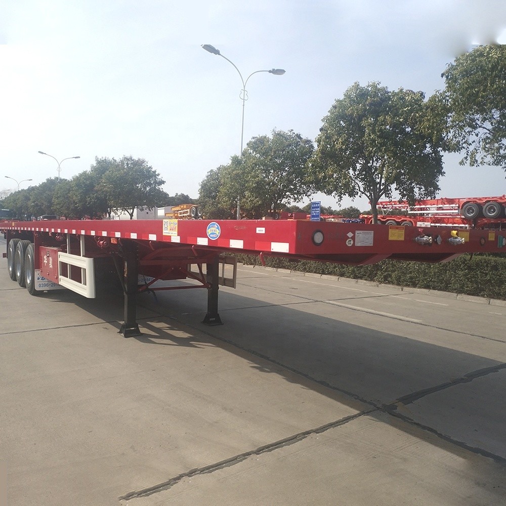 40 Ton Max Payload Tri-axle Flatbed Container Semi Trailer for Truck