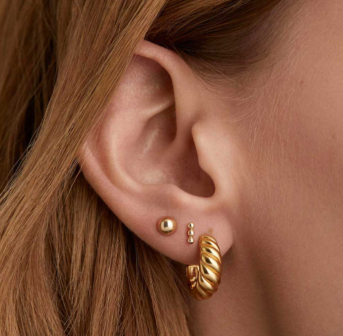 Croissant Dome Hoop Earrings 18K Gold Plated Silver Croissant Dome Hoops