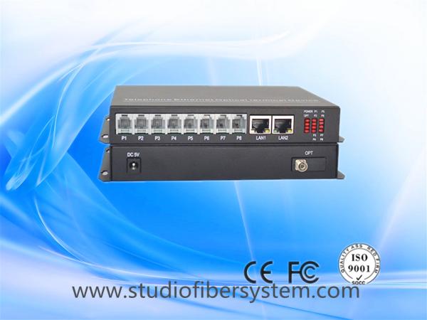 8CH Telephone Fiber Media Converter with 2ch 100M ethernet for armed police system