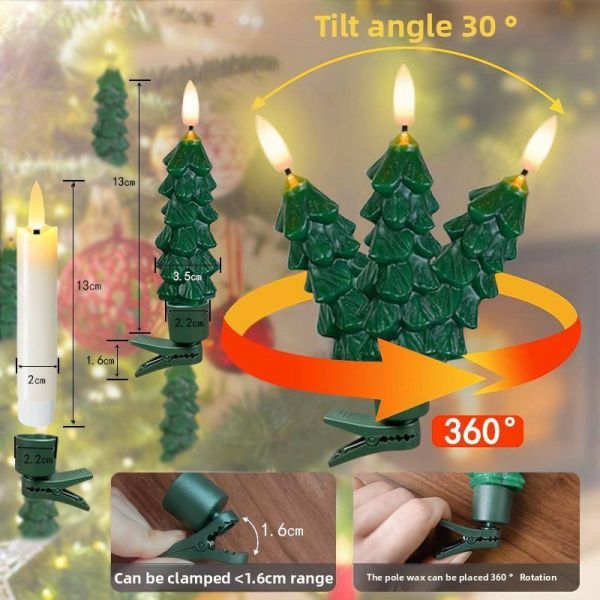 LED Taper Candle with 3D Flickering Glow and 10-Key Remote Control for Christmas Tree Decoration featuring 24-Hour Auto Timer