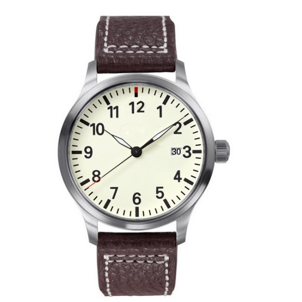 Custom Women / Men Fashion Watches With Genuine Leather Band , Stainless Steel Caseback
