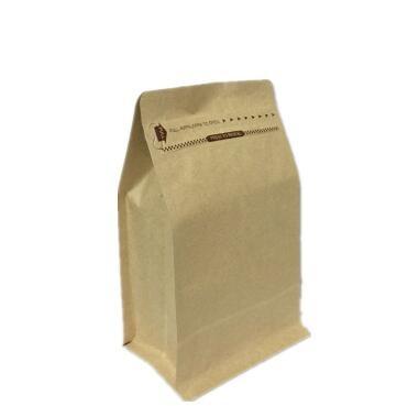 Grocery Stand Up Customized Design Food Packaging Rectangular Flat Bottom Side Gusset Kraft Paper Bag With Zipper
