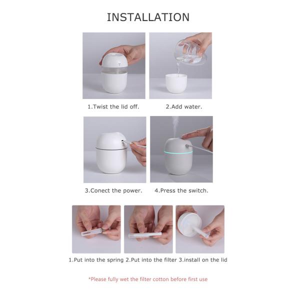 Home Colorful Bedroom Humidifier with Essential Oil Aromatherapy and LED Lights