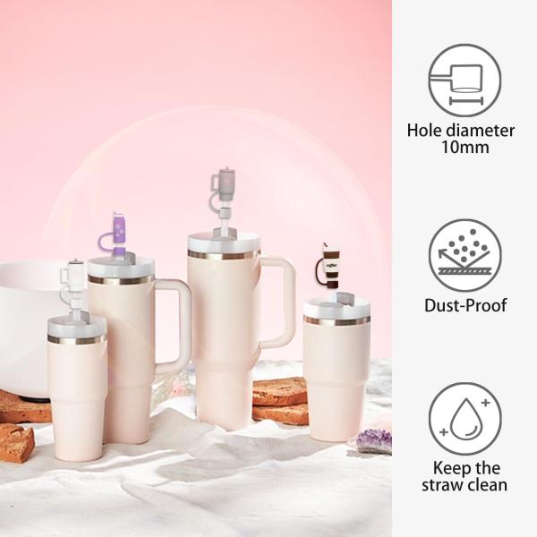 Toppers de paja de flores de silicona Reutilizables cubiertas y tapas para 9-10mm Las pajitas se ajustan Stanley 30 & 40oz Stambler Stanley Cap tapa