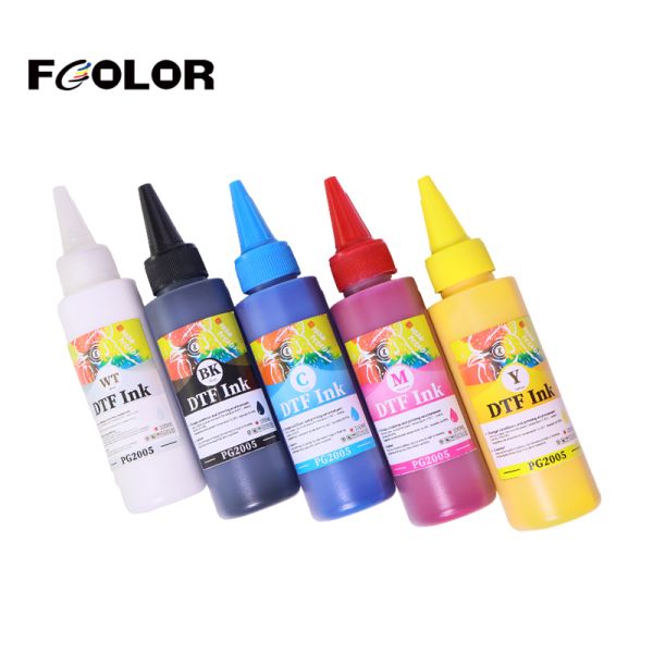 Fcolor Manufacturer 100ml Not Crack White DTF Textile Pigment Ink for Epson I3200 DX7 XP600 Dtf Printer