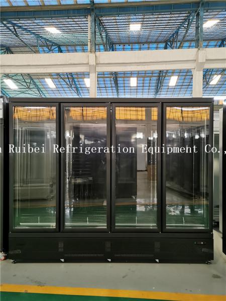 Four Glass Doors Freezer Upright Ice Cream Showcase Display Freezer Supermarket Refrigerator Equipment