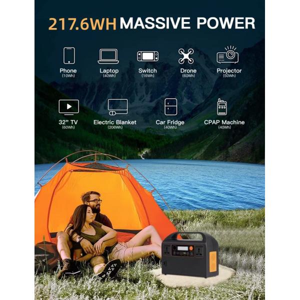 Batería de litio Banco de energía solar de emergencia AC 300W Multifuncción de campamento al aire libre