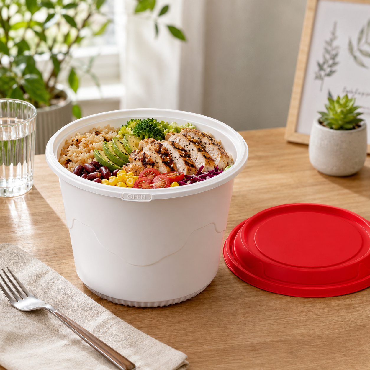 2080ml Snap Lock Bowls High Capacity PP Catering Bowl with Tamper Evident Lid