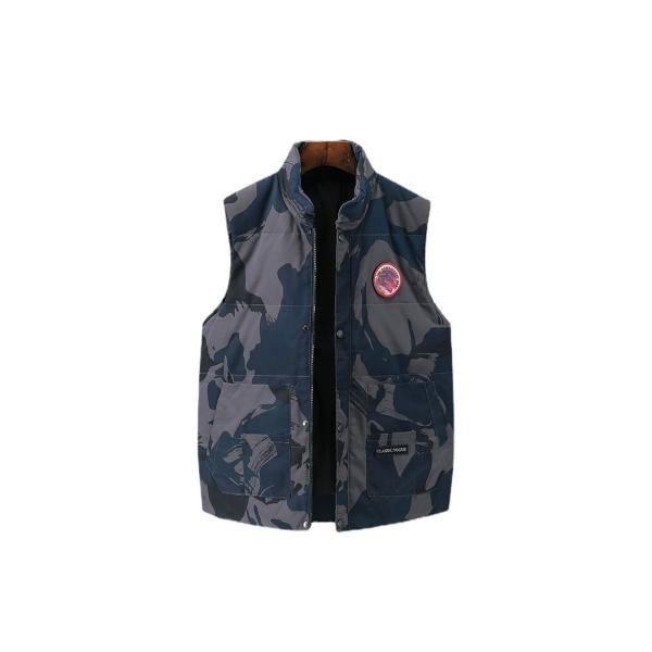 Printed White Duck Down Bodywarmer Regular Length Outdoor Men's Down Tactical Vest