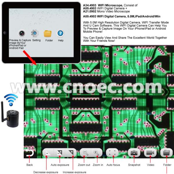 Микроскоп WIFI 365X 5.0M ручной цифров для iPad/ПК/андроида A34.4903
