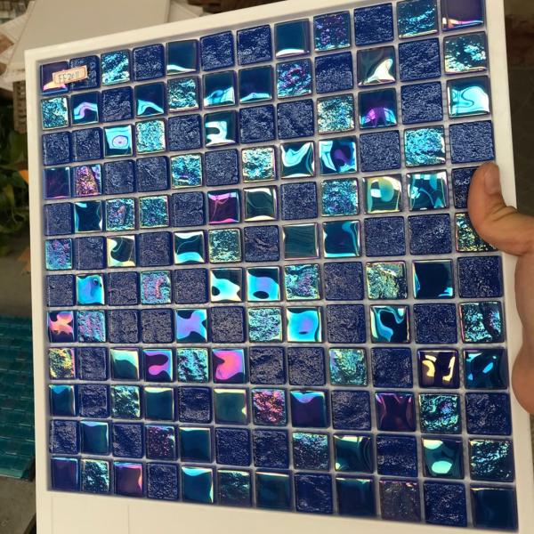 Antibacterial Square Creative Blended Blues Glass Mosaic Swimming Pool Ceramic Tiles