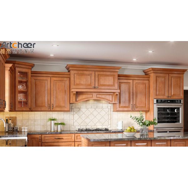 Modern Design Solid Wood Kitchen Cabinet Customized Size Kitchen Furniture