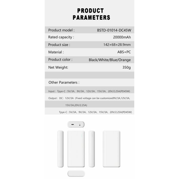 OEM Portable Charger Power Bank Mobile Power Supply 45W 20000mah For Heated Vest