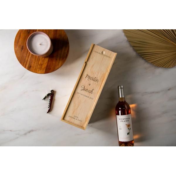 Silk-screen Printed Pine Wine Champagne Box for Engagement and Wedding 35x11x11cm