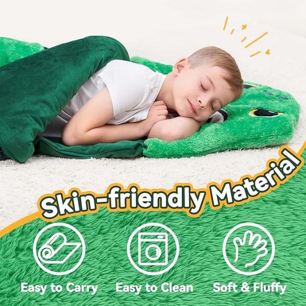 Super Soft Toddler Nap Mat with 2-in-1 Pillow and Thickened Plush for Preschool Slumber Bag