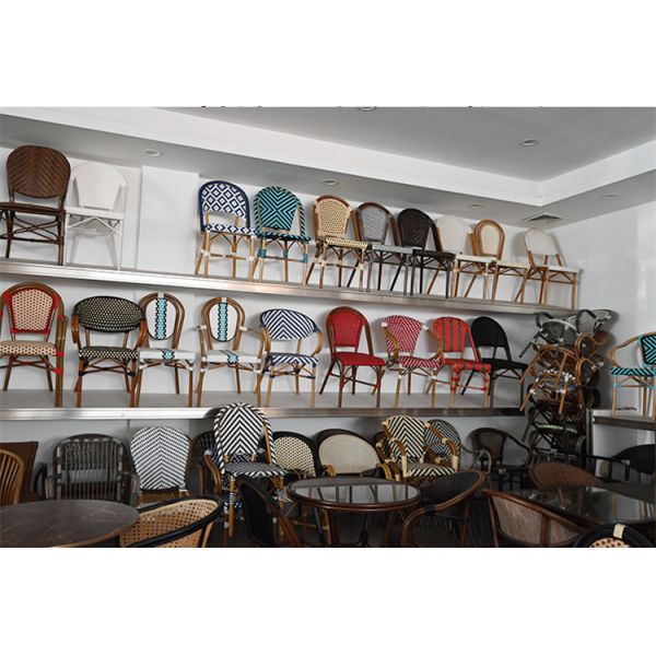 Cheap Wholesale Aluminium Frame Stacking Restaurant Furniture Garden Sets Outdoor Bistro Chairs