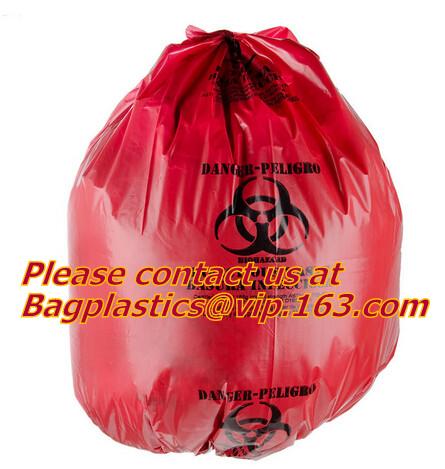 Medical Biohazard Waste Garbage Bag, biohazard drawtape trash bag, hospital garbage bag, biohazardous refuse bag, bageas