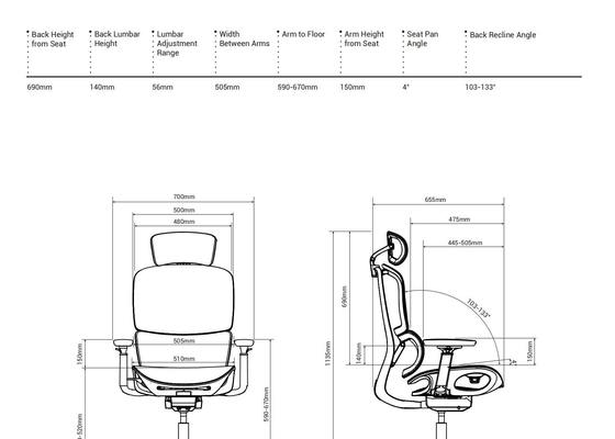 H2 Ergonomic Office Chair with 4.0 Dual-Back Design for Dynamic Spinal Support and Multiple Size Options
