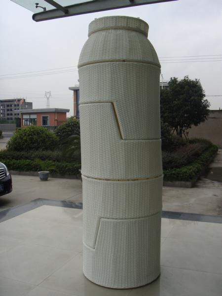 Metal Frame And White Poly Rattan Obelisk Chair For Beach / Balcony