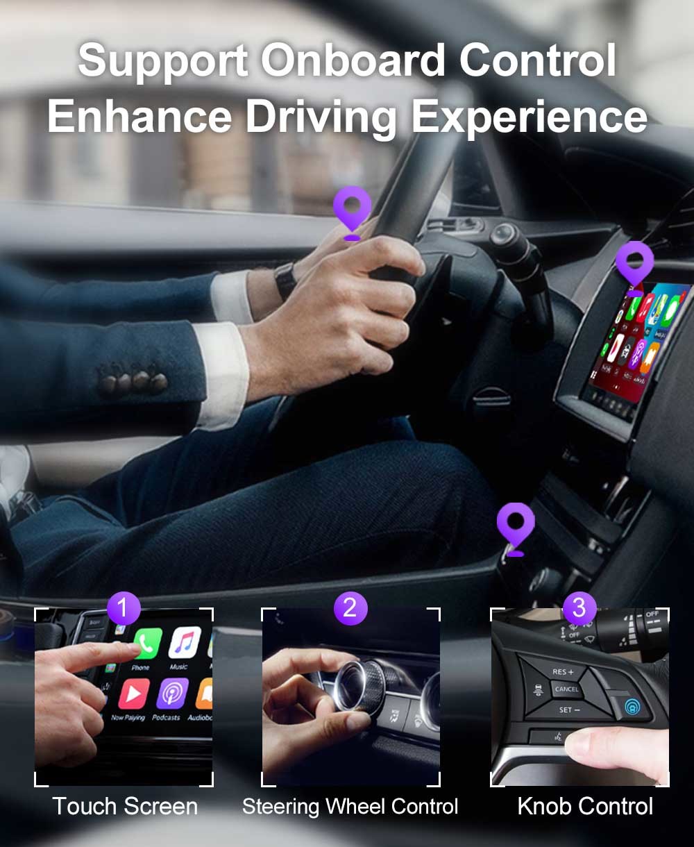 Wireless Android Auto Adapter Wireless Carplay USB Dongle 2 in 1