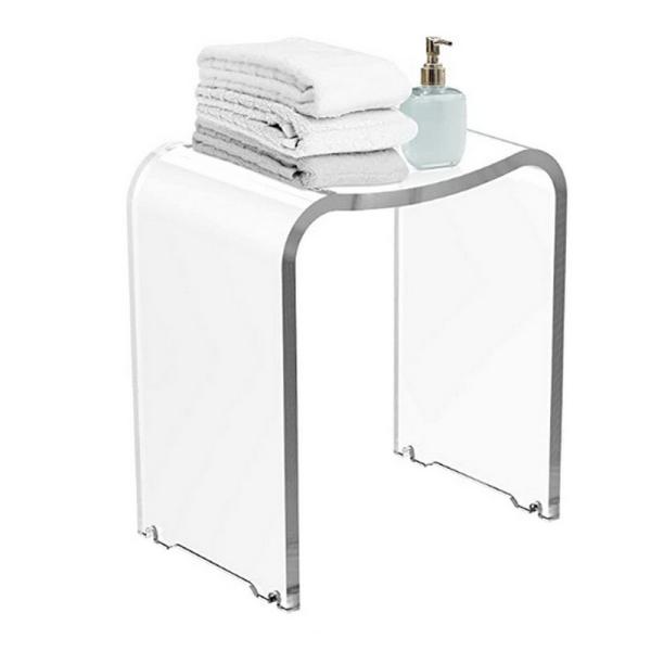 Durable and Transparent Acrylic Step Stool  Small Shower Stool for Entryway Shower Bathroom  Kitchen Bedroom, and Living Room