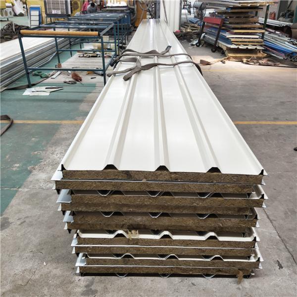 50mm ivory white 960mm fireproof rock wool sandwich insulated roof panels for steel structure buildings