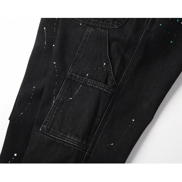 High Street Men's Straight Jeans with Printed Design and Slight Flare in Dark Wash