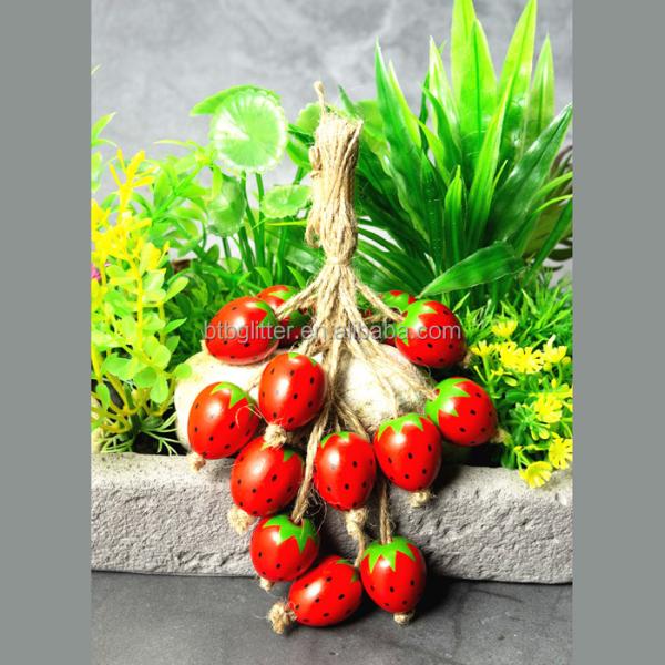 Red Wooden Craft Beads Flower Style Wood Strawberry Beads for Jewelry Making DIY Crafts
