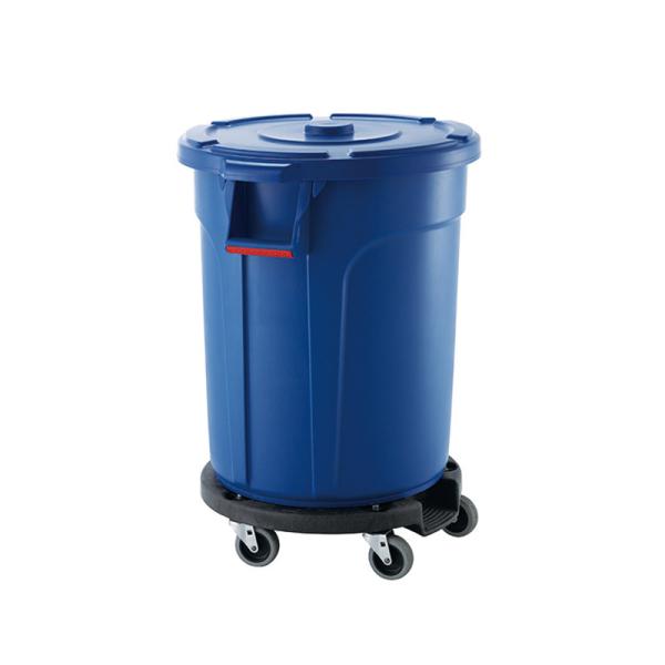 Черная пластиковая тележка чистки с 3 полками и желтой сумкой 4