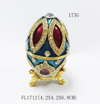 Enamel Faberge Easter Egg Jewelry Box Metal Enameled Painted Easter Egg Jewelry Trinket Box Organizer Home Decoration