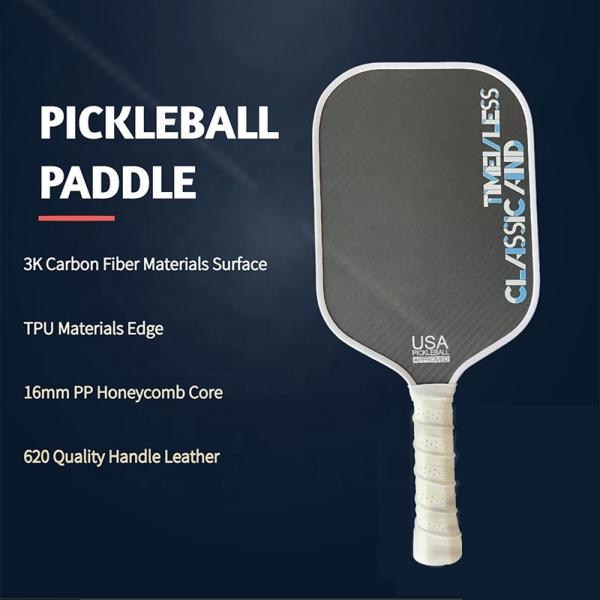 16mm Thickness PP Core Black Pickleball Paddle featuring Racing Carbon Fiber Surface