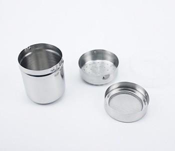 Factory supplier simple design pretty stainless steel metal powder shaker