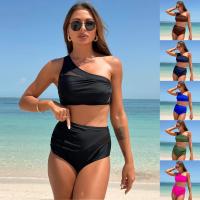 Vêtements à rayures rouges et verts Bandeau Maillot de bain bikini sans bretelles pour les vacances à la plage