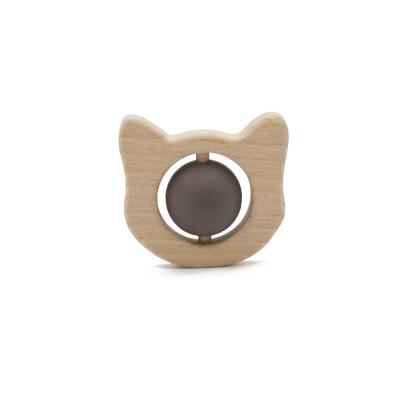 Non Toxic Beech Wooden Silicone Teething Rattle Eco Friendly