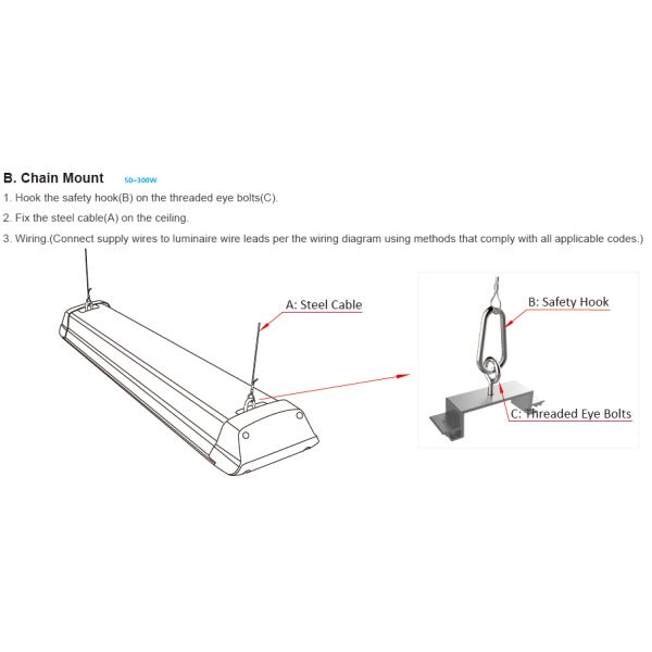300W-100W Warehouse Led Linear High Bay 4FT Industrial Workshop Lights Dimmable